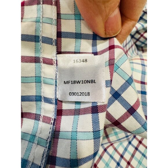 Peter Millar Disney Collection Mens L L/S Button-Down Plaid Shirt Red/White/Blue - Picture 6 of 8